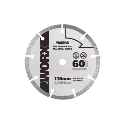 "Worx - disco da taglio diamantato 115mm ""wa5048""." "Worx - disco da taglio diamantato 115mm ""wa5048""."