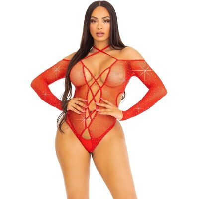 LEG AVENUE Body Sexy Crotchless Teddy with Halter Rosso LEG AVENUE Body Sexy Crotchless Teddy with Halter Rosso