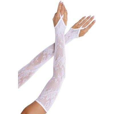 LEG AVENUE Guanti Sexy Floral Gauntlet Bianco LEG AVENUE Guanti Sexy Floral Gauntlet Bianco