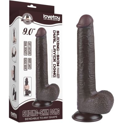Lovetoy Sliding-Skin dildo a doppio strato con ventosa 20,8 cm (marrone) Lovetoy Sliding-Skin dildo a doppio strato con ventosa 20,8 cm (marrone)