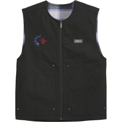 Adidas Originals - Gilet senza maniche reversibile - Gonz Plaid Vest Black per Uomo in Cotone - Taglia L - Nero Adidas Originals - Gilet senza maniche reversibile - Gonz Plaid Vest Black per Uomo in Cotone - Taglia L - Nero