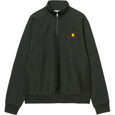Carhartt WIP - Felpa ampia - Half Zip American Script Sweat Raven per Uomo in Cotone - Taglia XL - Nero Carhartt WIP - Felpa ampia - Half Zip American Script Sweat Raven per Uomo in Cotone - Taglia XL - Nero