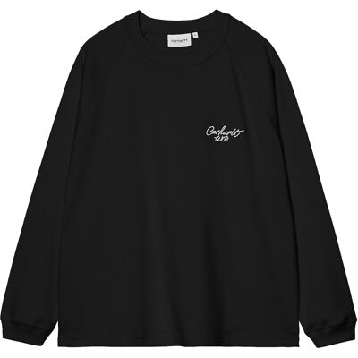 Carhartt WIP - T-shirt oversize in cotone biologico - L/S Signature Rib T-Shirt Black White per Uomo in Cotone - Taglia S - Nero Carhartt WIP - T-shirt oversize in cotone biologico - L/S Signature Rib T-Shirt Black White per Uomo in Cotone - Taglia S - Nero