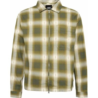 Vans - Camicia con zip in flanella di cotone - Larkspur Zip Plaid Flannel Shirt Mossy Olive per Uomo in Cotone - Taglia M - Kaki Vans - Camicia con zip in flanella di cotone - Larkspur Zip Plaid Flannel Shirt Mossy Olive per Uomo in Cotone - Taglia M - Kaki