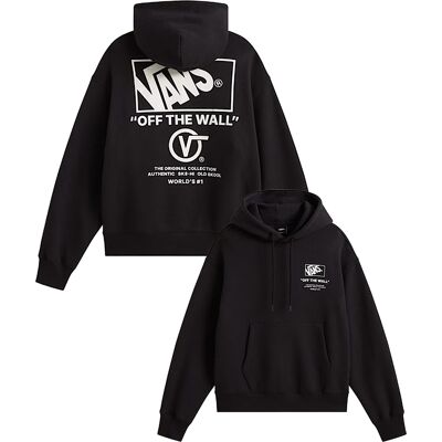 Vans - Felpa con cappuccio - Stacked Hi Pullover Black White per Uomo in Pelle - Taglia XL - Nero Vans - Felpa con cappuccio - Stacked Hi Pullover Black White per Uomo in Pelle - Taglia XL - Nero