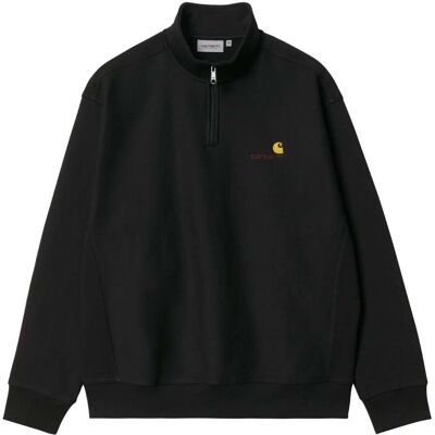 Carhartt WIP - Felpa ampia - Half Zip American Script Sweat Black per Uomo in Cotone - Taglia S - Nero Carhartt WIP - Felpa ampia - Half Zip American Script Sweat Black per Uomo in Cotone - Taglia S - Nero