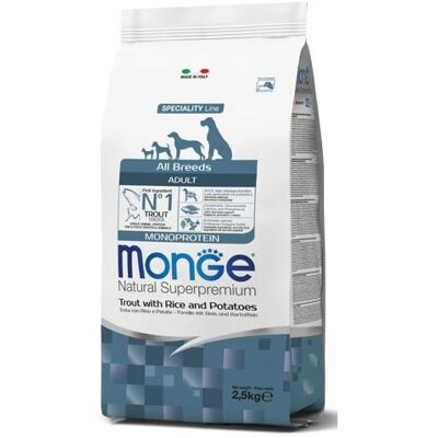 Cibo per cani Monge Trota e Riso - Tutte le razze 12kg Cibo per cani Monge Trota e Riso - Tutte le razze 12kg