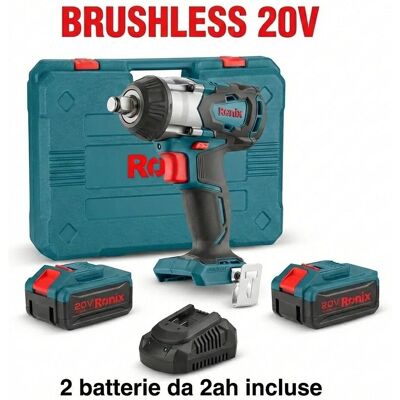 Ronix Avvitatore a impulsi brushless 20v 2bat da 2ah 1/2pollice Ronix Avvitatore a impulsi brushless 20v 2bat da 2ah 1/2pollice