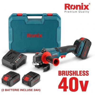 Ronix Mini smerigliatrice 40v brushless 125mm + 2batt. 2ah Ronix Mini smerigliatrice 40v brushless 125mm + 2batt. 2ah