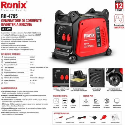 Ronix Generatore inverter a benzina 3500w Ronix Generatore inverter a benzina 3500w
