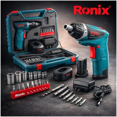 Ronix Kit cacciavite a batteria da 7,2v 1,5ah +47pz accessori Ronix Kit cacciavite a batteria da 7,2v 1,5ah +47pz accessori