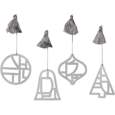 Broste Copenhagen - Decorazioni natalizie argento - Set da 4 Broste Copenhagen - Decorazioni natalizie argento - Set da 4