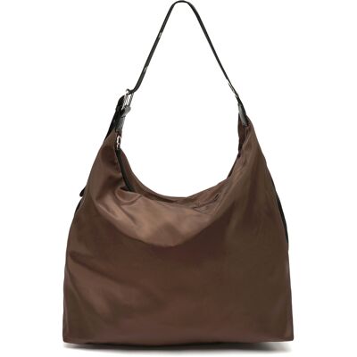 Misako Borsa a tracolla Grande borsa hobo kusa in nylon Marrone Unica Misako Borsa a tracolla Grande borsa hobo kusa in nylon Marrone Unica
