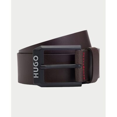 HUGO Cintura Cintura uomo con fibbia opaca logata Marrone 110 HUGO Cintura Cintura uomo con fibbia opaca logata Marrone 110