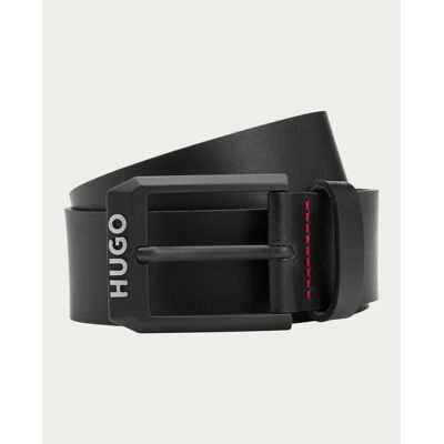 HUGO Cintura Cintura uomo con fibbia opaca logata Nero 110 HUGO Cintura Cintura uomo con fibbia opaca logata Nero 110