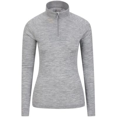 Top termico in lana Merino con zip - Grigio - Taglia 12 UK Top termico in lana Merino con zip - Grigio - Taglia 12 UK