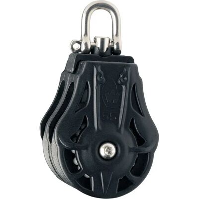 Wichard Puleggia Con Cuscinetto A Grillo Girevole Doppio Black 55 mm Wichard Puleggia Con Cuscinetto A Grillo Girevole Doppio Black 55 mm