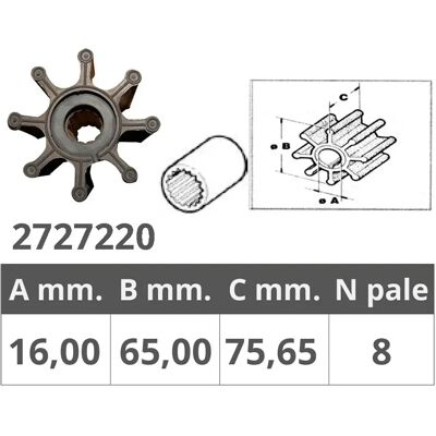 Kit elicoidale Jabsco - Neoprene, Ottone - 17018-0001-P - Kit impeller Kit elicoidale Jabsco - Neoprene, Ottone - 17018-0001-P - Kit impeller