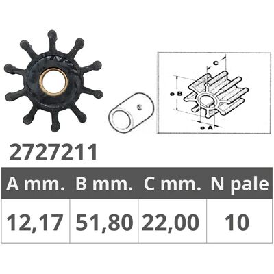 Jabsco 18653 Girante Originale Black 12.17 x 51.8 x 22 mm Jabsco 18653 Girante Originale Black 12.17 x 51.8 x 22 mm