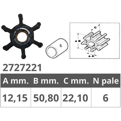 Jabsco 653-0001 Girante Originale Black 12.15 x 50.8 x 22.1 mm Jabsco 653-0001 Girante Originale Black 12.15 x 50.8 x 22.1 mm