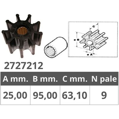 Jabsco 836-0001 Girante Originale Black 25 x 95 x 63.1 mm Jabsco 836-0001 Girante Originale Black 25 x 95 x 63.1 mm
