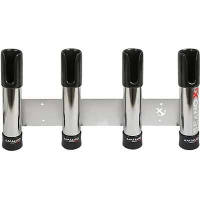 Seanox Supporto Per Canne Da Pesca Aperto Per 4 Canne Con Gomma Nera Acciaio Inossidabile Black / Silver One Size Seanox Supporto Per Canne Da Pesca Aperto Per 4 Canne Con Gomma Nera Acciaio Inossidabile Black / Silver One Size