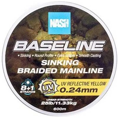 Linea Trenzata Baseline Sinking Nash - Linea da Pesca UV Gialla Linea Trenzata Baseline Sinking Nash - Linea da Pesca UV Gialla