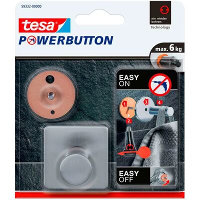 Tesa Gruccia A Gancio Powerbutton Classic Square Silver One Size Tesa Gruccia A Gancio Powerbutton Classic Square Silver One Size