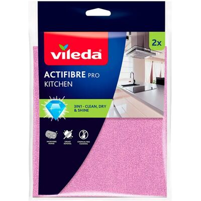 Vileda Panno Per La Pulizia Actifibre Pro Kitchen 2 Pezzi Pink 27 x 30.5 cm Vileda Panno Per La Pulizia Actifibre Pro Kitchen 2 Pezzi Pink 27 x 30.5 cm
