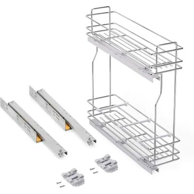 Emuca Portabottiglie Lateral Pull-out Soft 20 Cm Chrome One Size Emuca Portabottiglie Lateral Pull-out Soft 20 Cm Chrome One Size