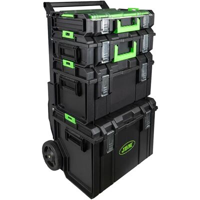 Jbm Carrello Modulare Con 4 Scatole Impilabili Black / Green One Size Jbm Carrello Modulare Con 4 Scatole Impilabili Black / Green One Size