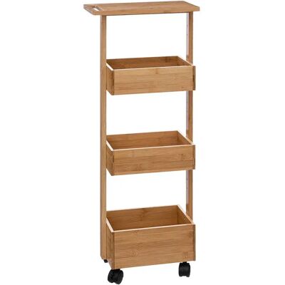 Five Carrello Da Cucina In Bambù A 4 Livelli Con Ruote Beige One Size Five Carrello Da Cucina In Bambù A 4 Livelli Con Ruote Beige One Size