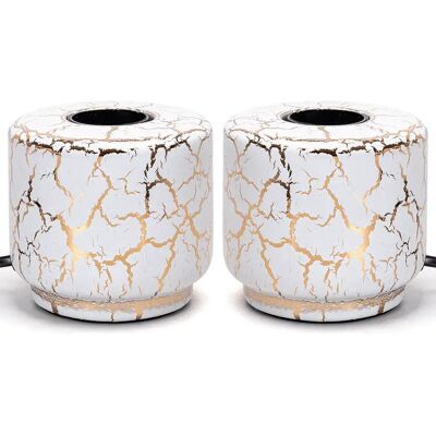 Aigostar Lampada Da Tavolo Max.60w E27 Ceramic (without Light Source) 2 Unità White / Gold 9.5 x 9.5 x 8.5 cm Aigostar Lampada Da Tavolo Max.60w E27 Ceramic (without Light Source) 2 Unità White / Gold 9.5 x 9.5 x 8.5 cm