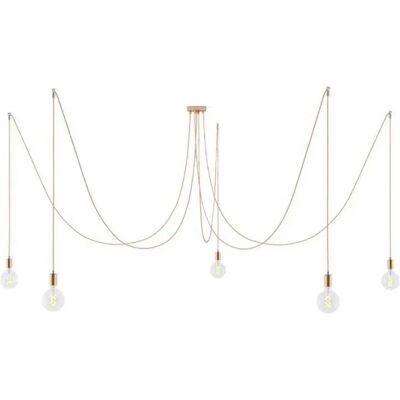 Creative Lampada A Sospensione Spider 5 Falls With Light Bulb Copper One Size Creative Lampada A Sospensione Spider 5 Falls With Light Bulb Copper One Size
