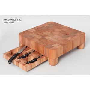 Relax e Design Tagliere dello Chef Porta Coltelli, Legno Massello di Faggio, cm 30x30 H.5