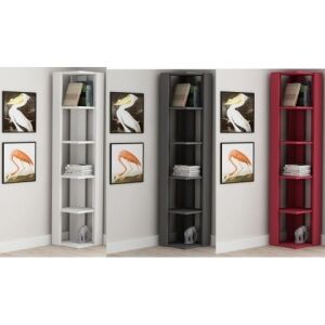 Relax e Design MOBILE ANGOLARE LIBRERIA 5 RIPIANI BIANCA , ANTRACITE, BORDEAUX 34x34xH.161 (Antracite con 4 giorni)