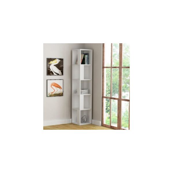 relax e design mobile angolare libreria 5 ripiani bianca , antracite, grigio, bordeaux 31,4x31,4xh.158,9 (antracite con 4 giorni)