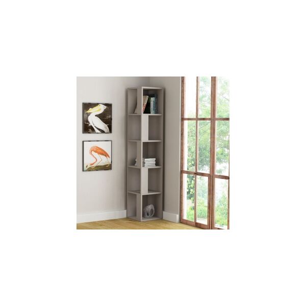 relax e design mobile angolare libreria 5 ripiani bianca, antracite, tortora 31,4x31,4xh.158,9 (antracite con 4 giorni)