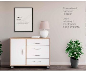 Relax e Design MOBILE 4 CASSETTI + 1 ANTA 78x98x40 (Grigio Ossido+Bianco Cemento cons 5 gg)
