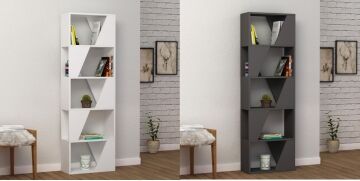 Relax e Design MOBILE LIBRERIA 5 RIPIANI BIANCA O ANTRACITE 54x24xH.168 (Rovere chiaro cons 4 giorni)