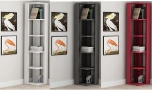 Relax e Design MOBILE ANGOLARE LIBRERIA 5 RIPIANI BIANCA , ANTRACITE, BORDEAUX 34x34xH.161 (Bianco cons 4 giorni)