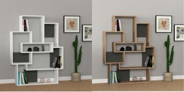 Relax e Design MOBILE LIBRERIA 7 RIPIANI BIANCA O ROVERE 101x22xH.132 (Bianco/Antracite cons 4 giorni)