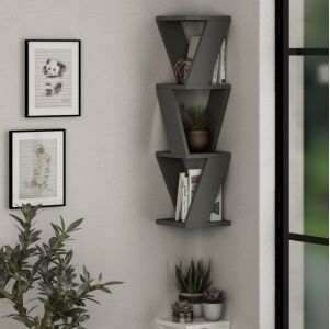 Relax e Design MOBILE ANGOLARE LIBRERIA SOSPESA 3 RIPIANI ANTRACITE 22x22xH.85