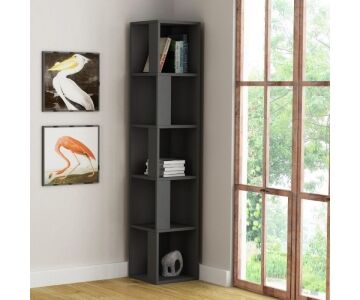 Relax e Design MOBILE ANGOLARE LIBRERIA 5 RIPIANI BIANCA , ANTRACITE, GRIGIO, BORDEAUX 31,4x31,4xH.158,9 (Bianco cons 4 giorni)