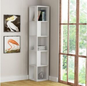 Relax e Design MOBILE ANGOLARE LIBRERIA 5 RIPIANI BIANCA , ANTRACITE, GRIGIO, BORDEAUX 31,4x31,4xH.158,9 (Bianco cons 4 giorni)