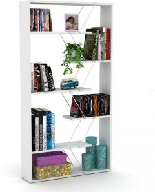 Relax e Design MOBILE LIBRERIA SCAFFALE SOGGIORNO UFFICIO 6 RIPIANI BIANCA 84x24xH.157 (Bianco cons 4 giorni)