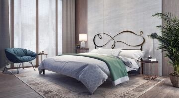 Relax e Design Letto in Ferro Battuto Matrimoniale Grigio polvere - art. NUV (testiera + giroletto 160x190 5 giorni )