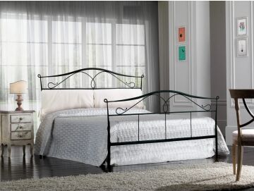 Relax e Design Letto in Ferro Battuto Matrimoniale Grigio Polvere decorato a mano - art. ISC (testiera + giroletto + pediera + rete 160x190 5 giorni)