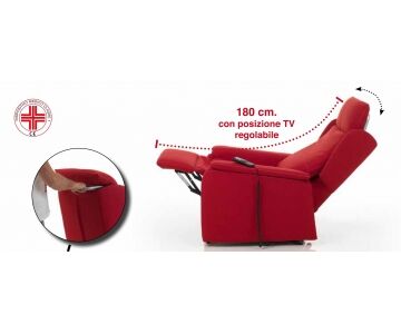 Relax e Design Poltrona Relax, Posizione TV, 2 motori, mod. Bianca  (100% Cotone Stone 17 cons 2 settim)