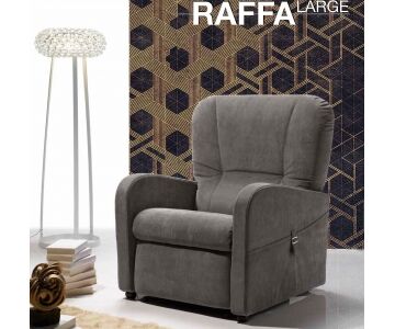 Relax e Design Poltrona Relax Raffa Large per taglie forti, 2 motori, posiz. TV (Queens Idrorepellente Light Grey cons 2 settim)